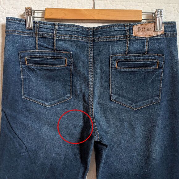 Vintage Y2K Allen B Schwartz Low Rise Denim Flare Jeans Zip Front Size 10 - Picture 7 of 9